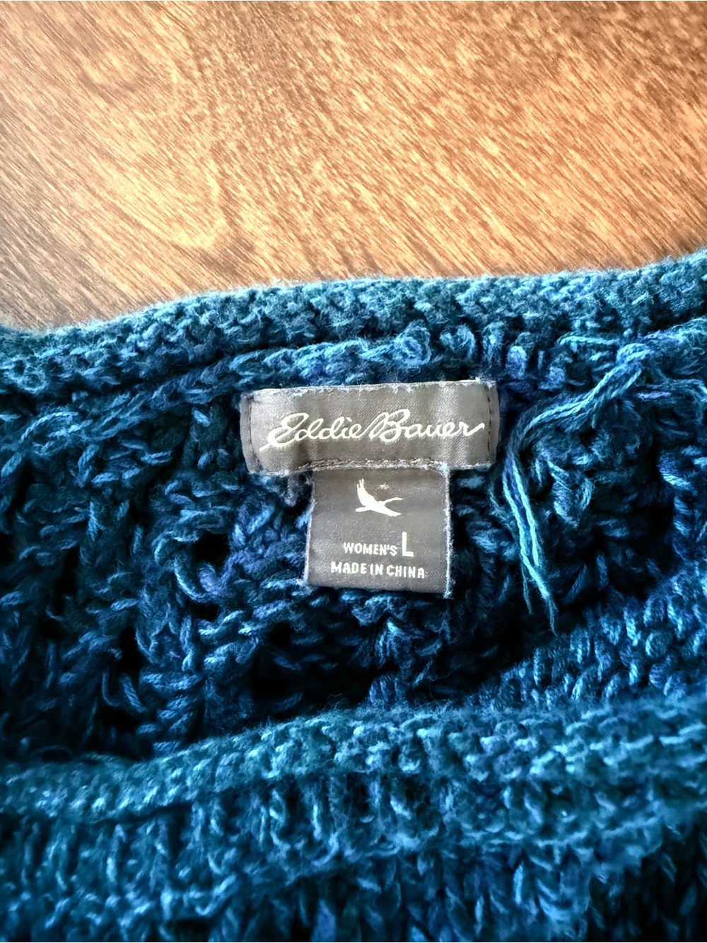Eddie Bauer Open-Knit Crewneck Sweater in Teal Green - Picture 4 of 4